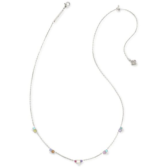 Kendra Scott Necklace Women's Silver Pastel Crystal Adjustable Chain 19" NWT $75 - Picture 1 of 10